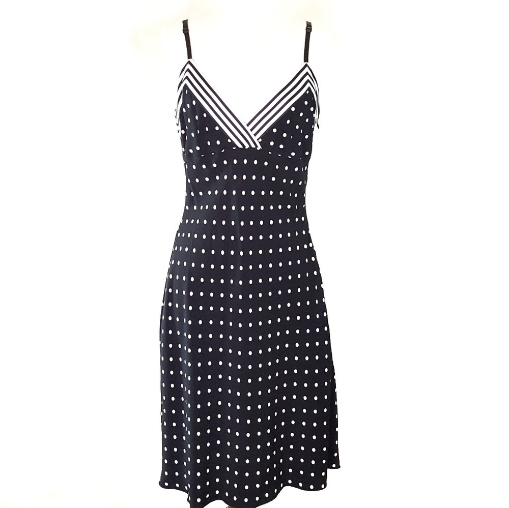 Bebe Black White Polka Dot Slip Dress